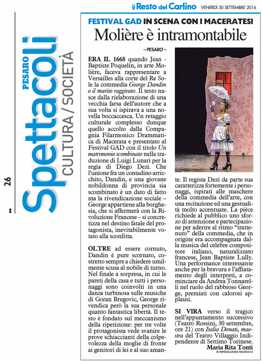 2016 09 30 Il Resto del Carlino Moliere e intramontabile
