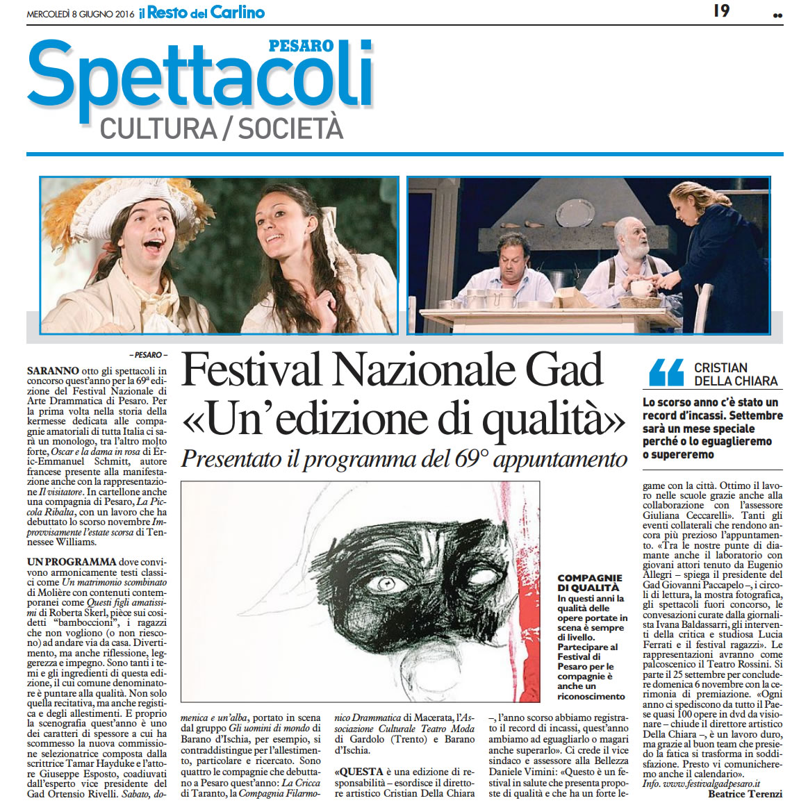 2016 06 08 Il Resto del Carlino Festival GAD Unedizione di qualita