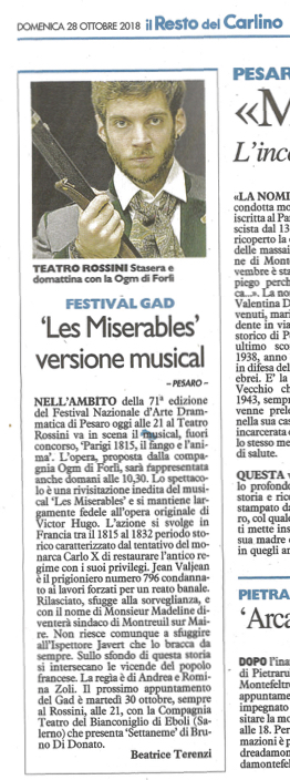 2018 10 28 il resto del carlino Le miserables in versione musical
