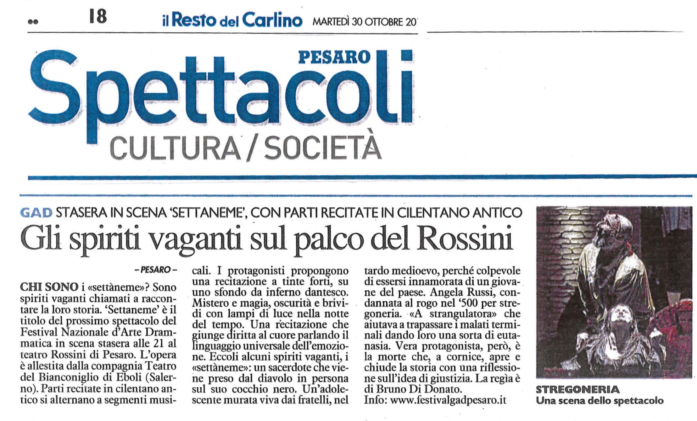 2018 10 30 il resto del carlino Gli spiriti vaganti sul palco del Rossini