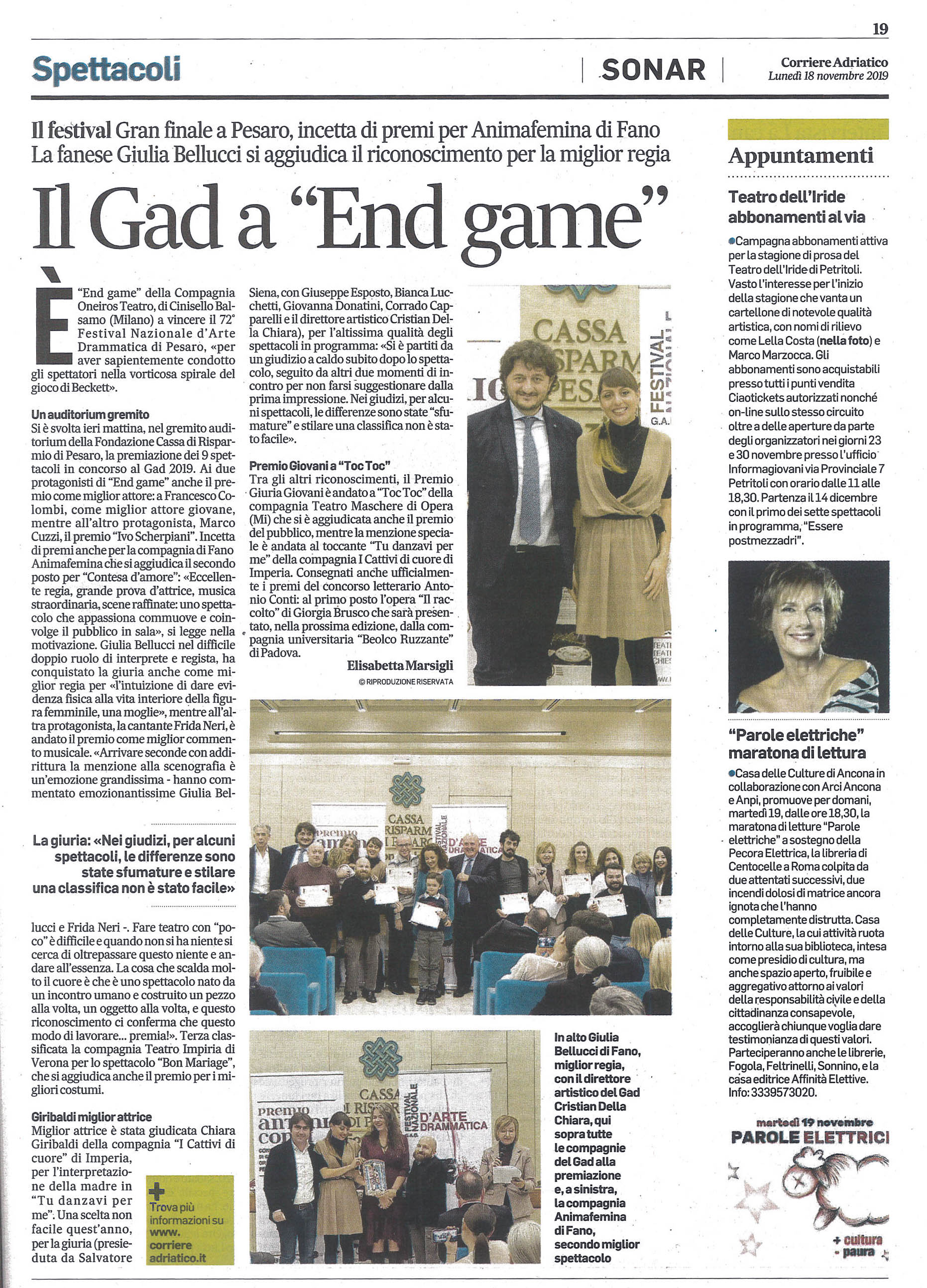 Corriere Adriatico 18 11 19